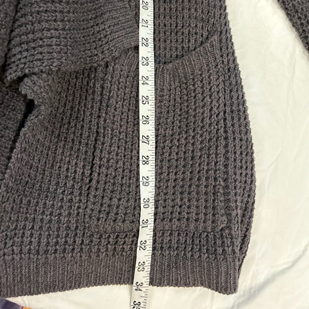 LINE Chunky Knit Cotton‎ Sweater Cardigan Purple Gray L - Picture 8 of 9